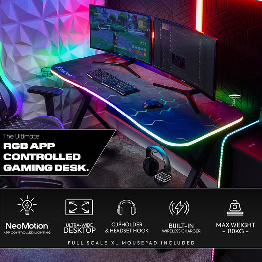 Pulsar Max RGB Gaming Desk with Built-in LED Lights