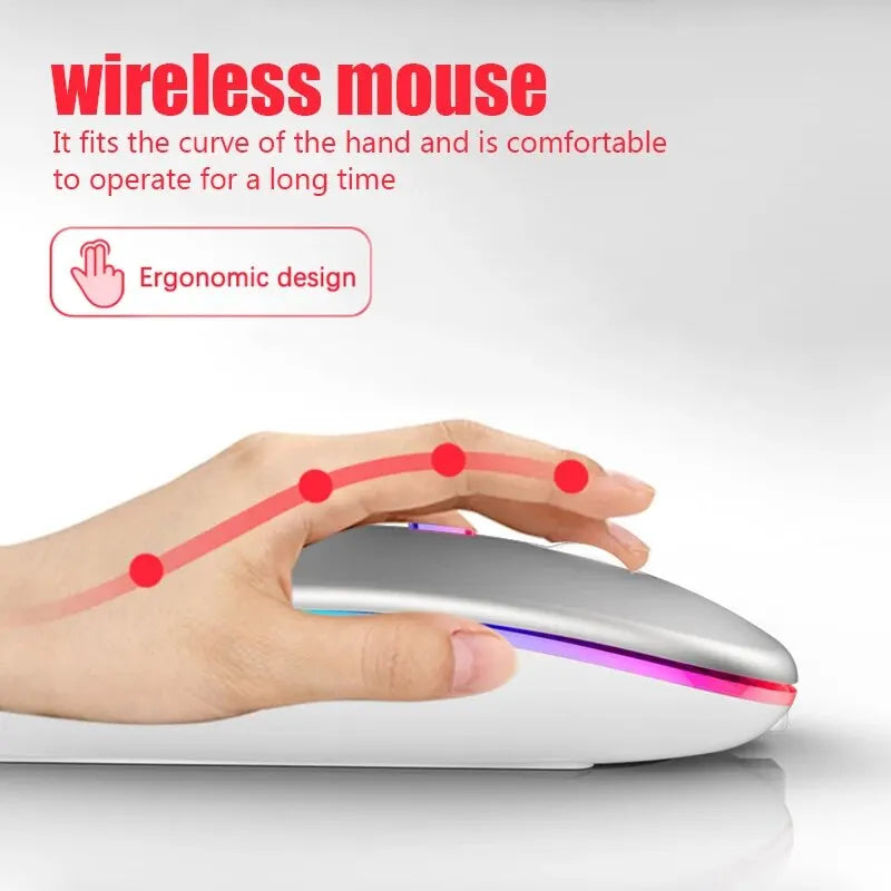 Wireless RGB LED Rechargable Mouse